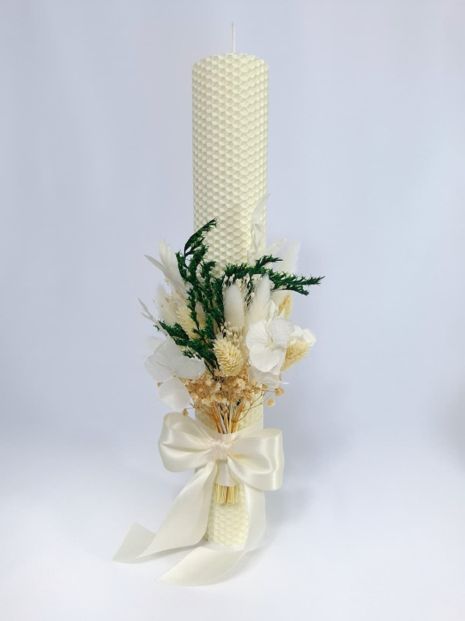 Lumanare Botez Ceara Naturala Albine si Flori Uscate-Flori Criogenate-livrare-gratuita-atelierul-floral-infinity. [3]