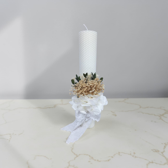 Lumanare Botez - Gypsophilla si Hortensie-livrare-gratuita-atelierul-floral-infinity. [3]