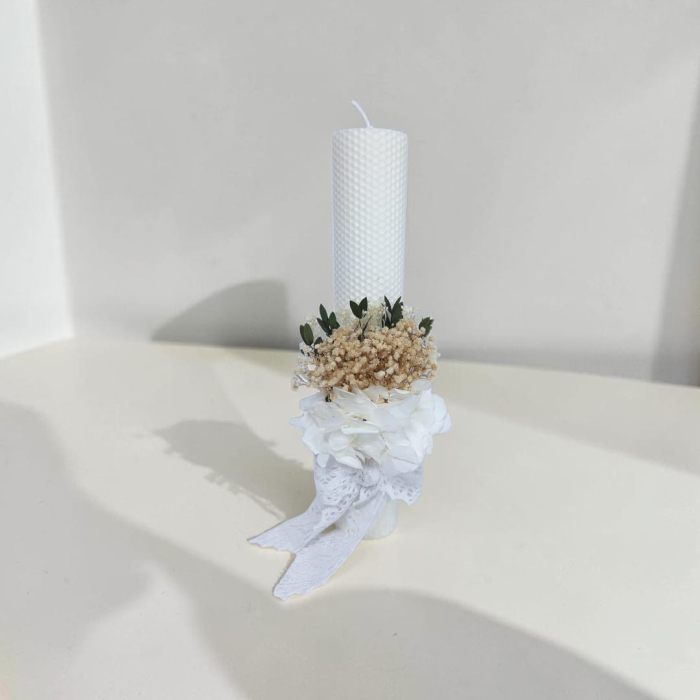 Lumanare Botez - Gypsophilla si Hortensie-livrare-gratuita-atelierul-floral-infinity. [2]