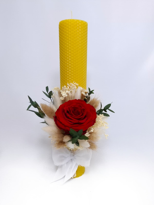 Lumanare Botez Ceara Naturala Albine si Flori Uscate-Flori Criogenate-Trandafir Criogenat-livrare-gratuita-atelierul-floral-infinity. [3]