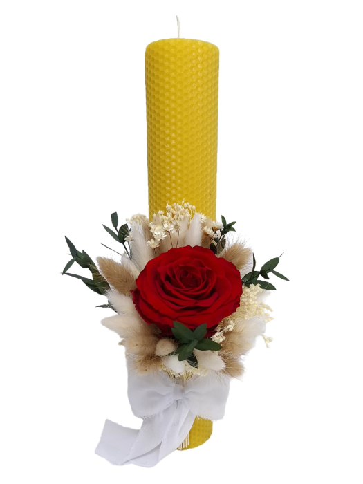 Lumanare Botez Ceara Naturala Albine si Flori Uscate-Flori Criogenate-Trandafir Criogenat-livrare-gratuita-atelierul-floral-infinity. [4]