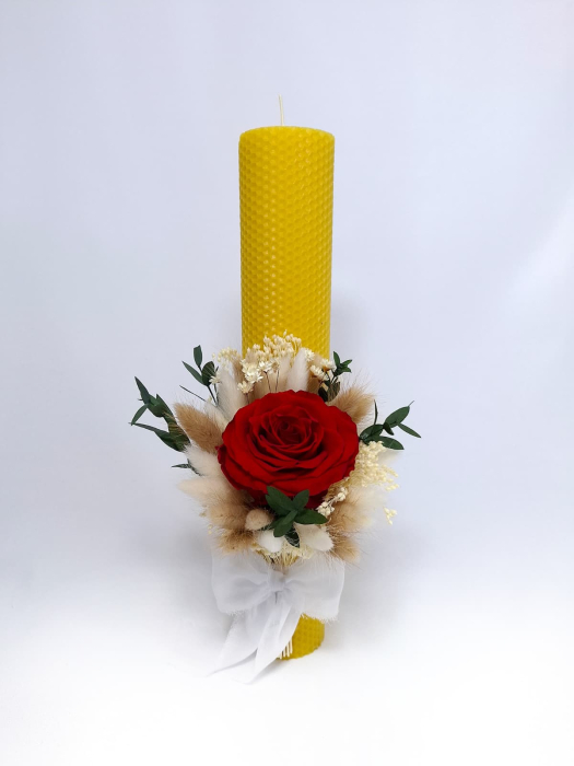 Lumanare Botez Ceara Naturala Albine si Flori Uscate-Flori Criogenate-Trandafir Criogenat-livrare-gratuita-atelierul-floral-infinity. [2]