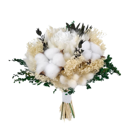 Buchete Mireasă și Nașă - buchet-mireasa-flori-de-bumbac-handmade-livrare-gratuita-infinity.