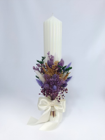 Lumânări Botez - Lumanare Botez -flori criogenate si uscate-livrare-gratuita-atelierul-floral-infinity.