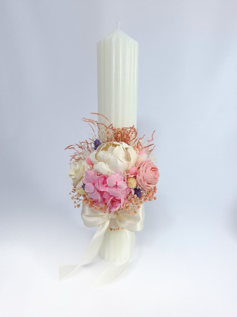 Fetițe - Lumanare Botez Ceara Naturala Albine si Flori Uscate-Flori Ming-livrare-gratuita-atelierul-floral-infinity.