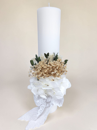 Lumanare Botez -Gypsophilla si Hortensie Criogenata-livrare-gratuita-atelierul-floral-infinity. [2]