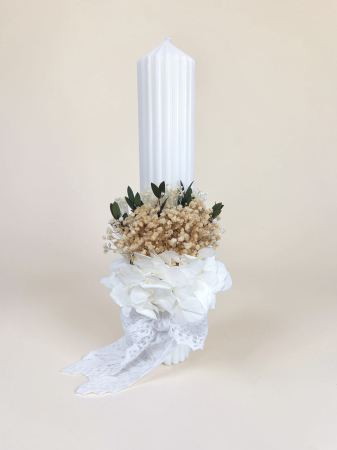 Fetițe - Lumanare Botez -Gypsophilla si Hortensie -livrare-gratuita-atelierul-floral-infinity.