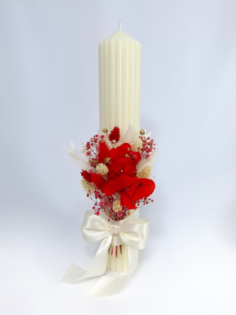 Fetițe - Lumanare Botez -flori criogenate si uscate-livrare-gratuita-atelierul-floral-infinity.