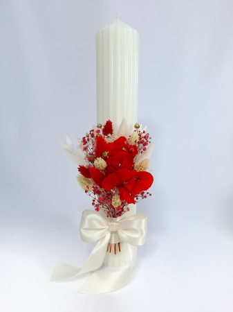 Băieței - Lumanare Botez -flori criogenate si uscate-livrare-gratuita-atelierul-floral-infinity.