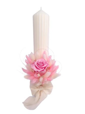 Fetițe - Lumanare Botez Canelata si Trandafiri Criogenati-livrare-gratuita-atelierul-floral-infinity.