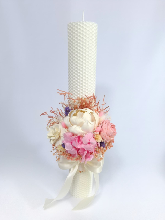 Lumanare Botez Ceara Naturala Albine si Flori Uscate-livrare-gratuita-atelierul-floral-infinity. [1]