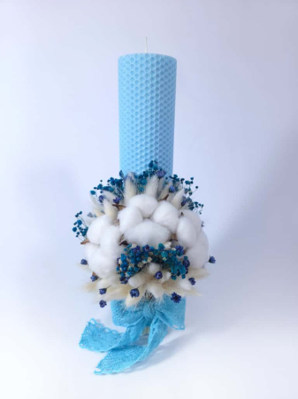 Lumanare Botez Ceara Naturala Albine si Flori de Bumbac-Flori Criogenate-livrare-gratuita-atelierul-floral-infinity. [1]