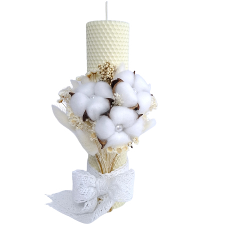 Lumânări Botez - Lumanare Botez Ceara Naturala Albine si Flori Bumbac.-livrare-gratuita-atelierul-floral-infinity.