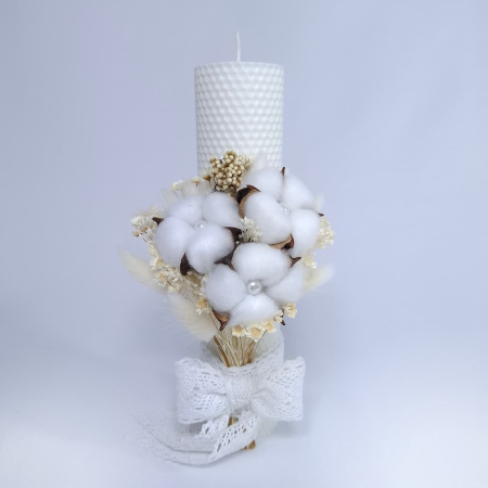 Lumânări Botez - Lumanare Botez Ceara Naturala Albine si Flori Bumbac.-livrare-gratuita-atelierul-floral-infinity.