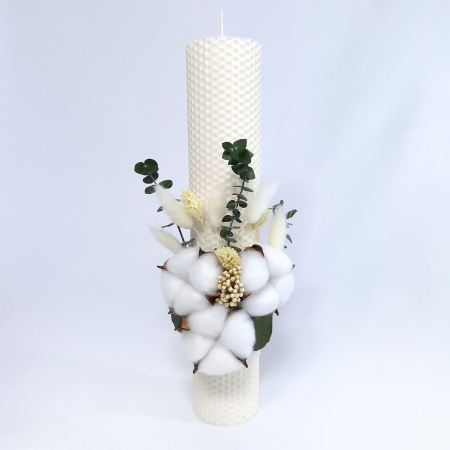 Băieței - Lumanare Botez Ceara Naturala Albine si Flori Bumbac-livrare-gratuita-atelierul-floral-infinity.