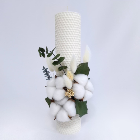 Lumanare Botez Ceara Naturala Albine si Flori Bumbac-livrare-gratuita-atelierul-floral-infinity. [3]