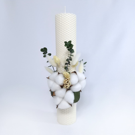 Lumanare Botez Ceara Naturala Albine si Flori Bumbac-livrare-gratuita-atelierul-floral-infinity. [1]