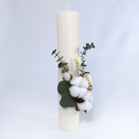 Lumanare Botez Ceara Naturala Albine si Flori Bumbac-livrare-gratuita-atelierul-floral-infinity. [3]