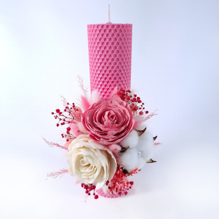 Lumanare Botez Ceara Naturala Albine si Flori Ming-livrare-gratuita-atelierul-floral-infinity. [2]