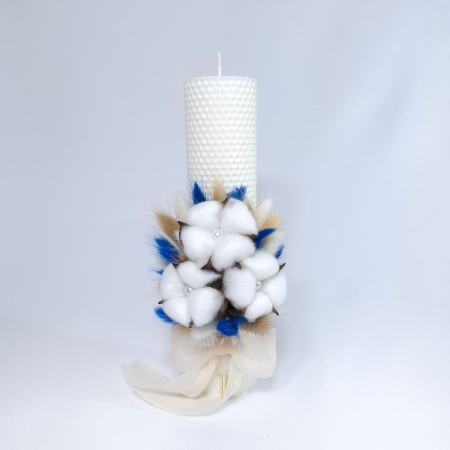 Lumanare Botez Ceara Naturala Albine si Flori Bumbac-livrare-gratuita-atelierul-floral-infinity. [1]