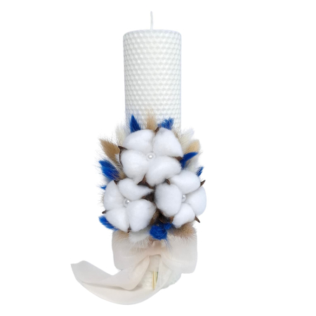 Lumânări Botez - Lumanare Botez Ceara Naturala Albine si Flori Bumbac-livrare-gratuita-atelierul-floral-infinity.