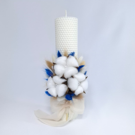 Lumanare Botez Ceara Naturala Albine si Flori Bumbac-livrare-gratuita-atelierul-floral-infinity. [2]