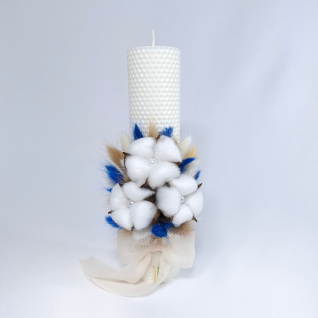 Lumanare Botez Ceara Naturala Albine si Flori Bumbac-livrare-gratuita-atelierul-floral-infinity. [3]