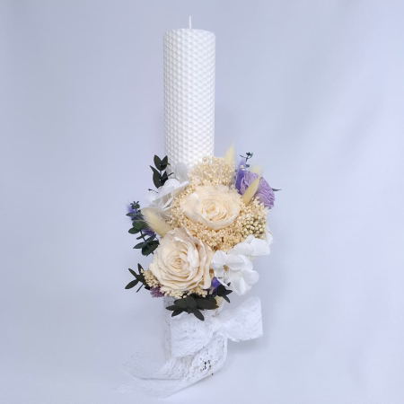 Lumanare Botez Ceara Naturala Albine si Trandafiri Criogenati-livrare-gratuita-atelierul-floral-infinity. [2]