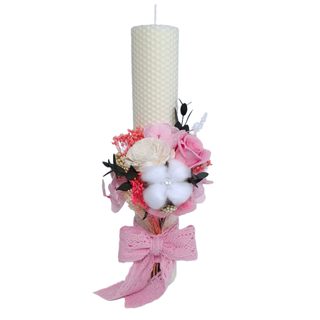 Lumânări Botez - Lumanare Botez Ceara Naturala Albine si Flori Uscate-livrare-gratuita-atelierul-floral-infinity.