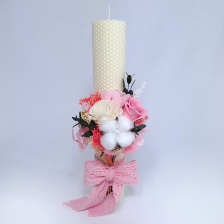 Lumanare Botez Ceara Naturala Albine si Flori Uscate-livrare-gratuita-atelierul-floral-infinity. [1]