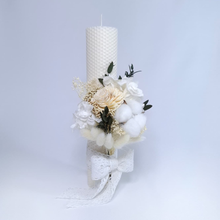 Lumanare Botez Ceara Naturala Albine si Trandafiri Criogenati-livrare-gratuita-atelierul-floral-infinity. [3]