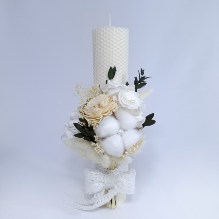 Lumanare Botez Ceara Naturala Albine si Trandafiri Criogenati-livrare-gratuita-atelierul-floral-infinity. [1]