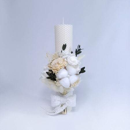 Lumanare Botez Ceara Naturala Albine si Trandafiri Criogenati-livrare-gratuita-atelierul-floral-infinity. [2]