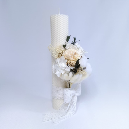 Lumanare Botez Ceara Naturala Albine si Trandafiri Criogenati-livrare-gratuita-atelierul-floral-infinity. [4]