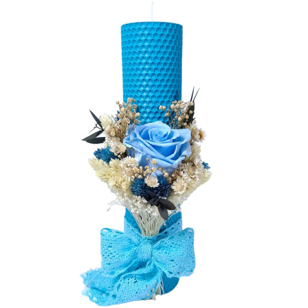 Băieței - Lumanare Botez Ceara Naturala Albine si Trandafiri Criogenati-livrare-gratuita-atelierul-floral-infinity.