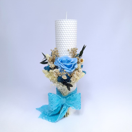 Lumanare Botez Ceara Naturala Albine si Trandafiri Criogenati-livrare-gratuita-atelierul-floral-infinity. [4]