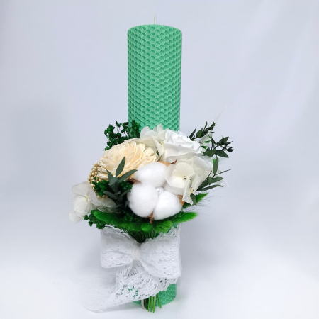 Lumanare Botez Ceara Naturala Albine si Trandafiri Criogenati-livrare-gratuita-atelierul-floral-infinity. [2]