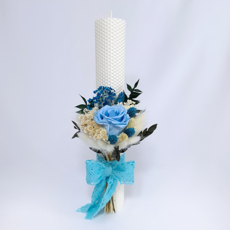 Lumanare Botez Ceara Naturala Albine si Trandafiri Criogenati-livrare-gratuita-atelierul-floral-infinity. [4]