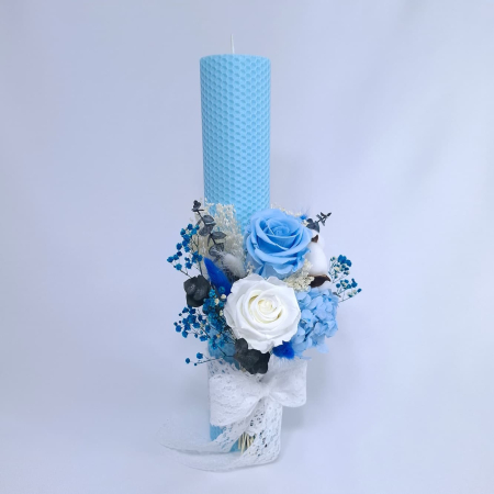Lumanare Botez Ceara Naturala Albine si Trandafiri Criogenati-livrare-gratuita-atelierul-floral-infinity. [3]