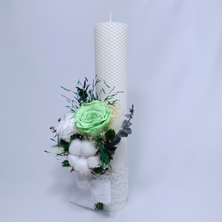Lumanare Botez Ceara Naturala Albine si Trandafiri Criogenati-livrare-gratuita-atelierul-floral-infinity. [2]