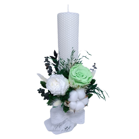 Lumânări Botez - Lumanare Botez Ceara Naturala Albine si Trandafiri Criogenati-livrare-gratuita-atelierul-floral-infinity.