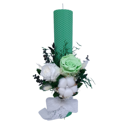 Lumânări Botez - Lumanare Botez Ceara Naturala Albine si Trandafiri Criogenati-livrare-gratuita-atelierul-floral-infinity.
