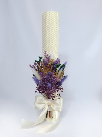 Lumanare Botez Ceara Naturala Albine si Flori Uscate-Flori Criogenate-livrare-gratuita-atelierul-floral-infinity. [1]