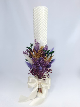 Lumanare Botez Ceara Naturala Albine si Flori Uscate-Flori Criogenate-livrare-gratuita-atelierul-floral-infinity. [1]
