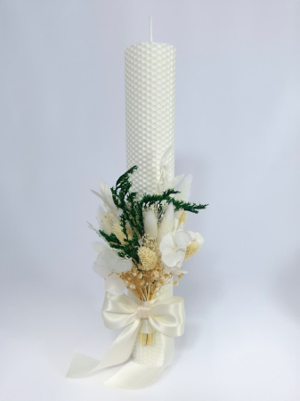 Lumanare Botez Ceara Naturala Albine si Flori Uscate-Flori Criogenate-livrare-gratuita-atelierul-floral-infinity. [1]