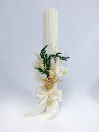 Băieței - Lumanare Botez Ceara Naturala Albine si Flori Uscate-Flori Criogenate-livrare-gratuita-atelierul-floral-infinity.