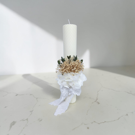 Băieței - Lumanare Botez - Gypsophilla si Hortensie-livrare-gratuita-atelierul-floral-infinity.