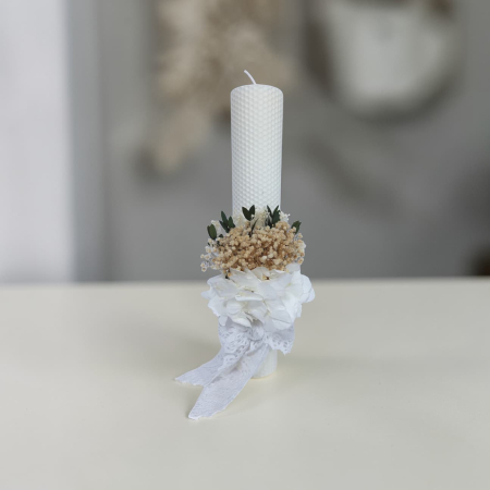 Lumanare Botez - Gypsophilla si Hortensie-livrare-gratuita-atelierul-floral-infinity. [1]