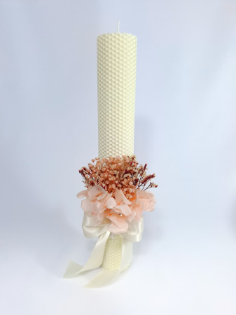 Fetițe - Lumanare Botez Ceara Naturala Albine si Hortensie Criogenata-livrare-gratuita-atelierul-floral-infinity.