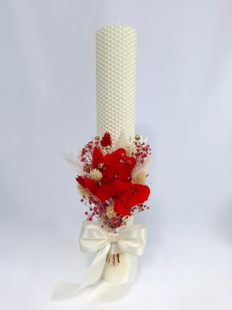 Lumanare Botez Ceara Naturala Albine si Flori Uscate-Flori Criogenate-livrare-gratuita-atelierul-floral-infinity. [1]